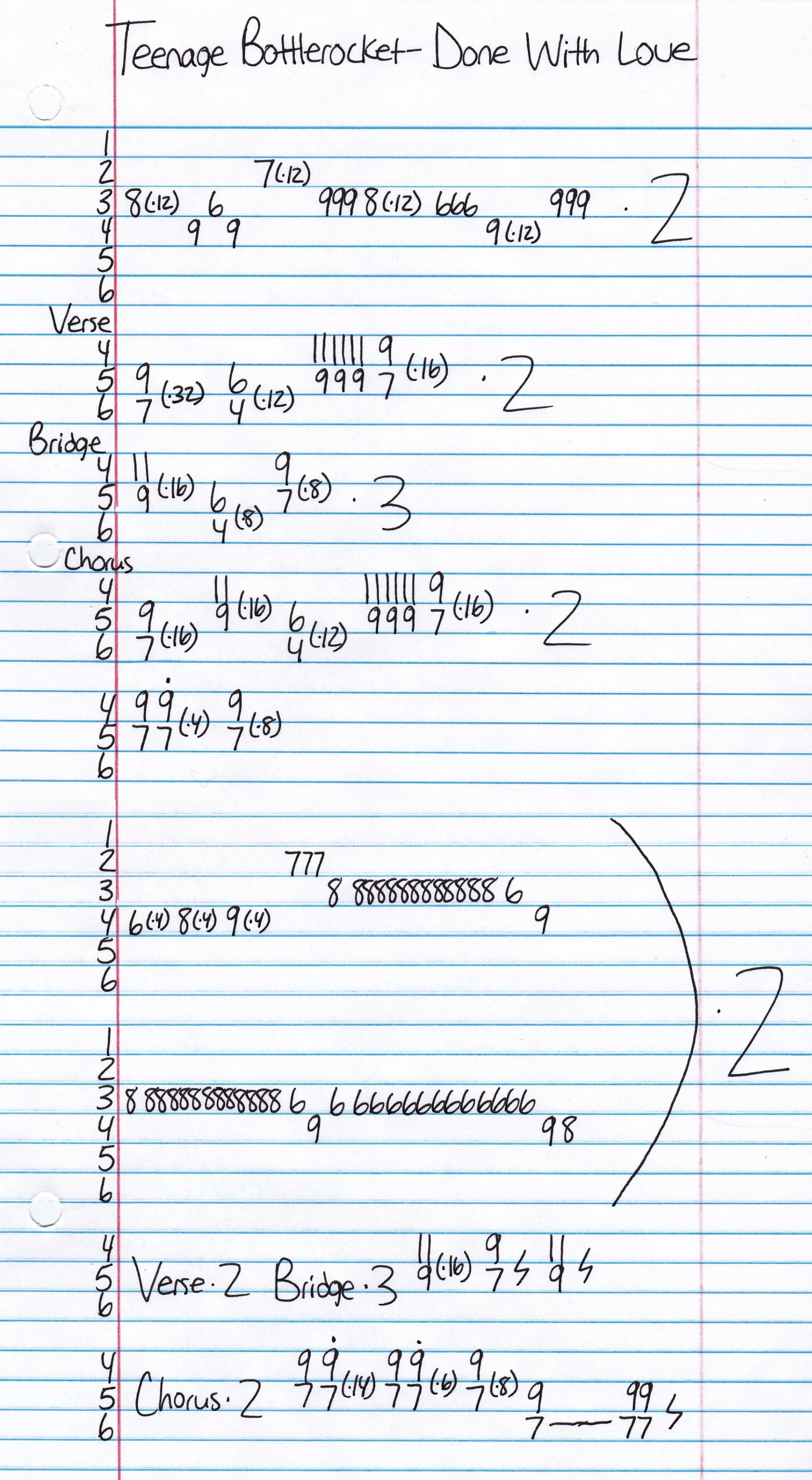 High quality guitar tab for Done With Love by Teenage Bottlerocket off of the album Freak Out!. ***Complete and accurate guitar tab!***